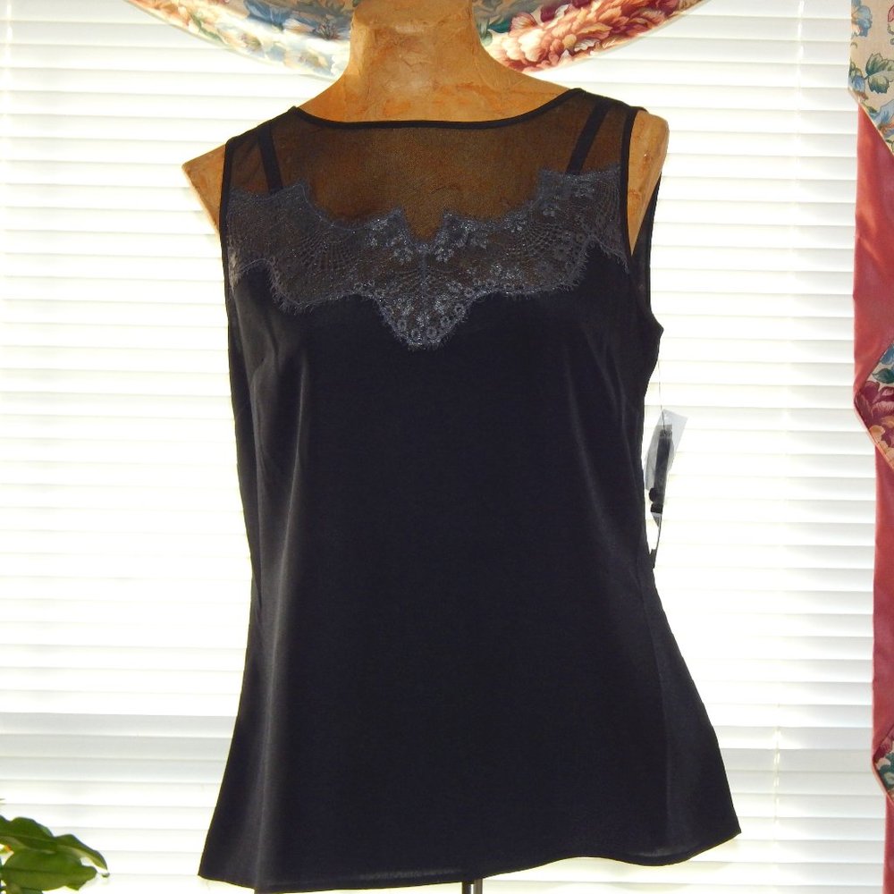 NWT $108 Black Onyx Sleeveless Lace NIC + ZOE  S 6